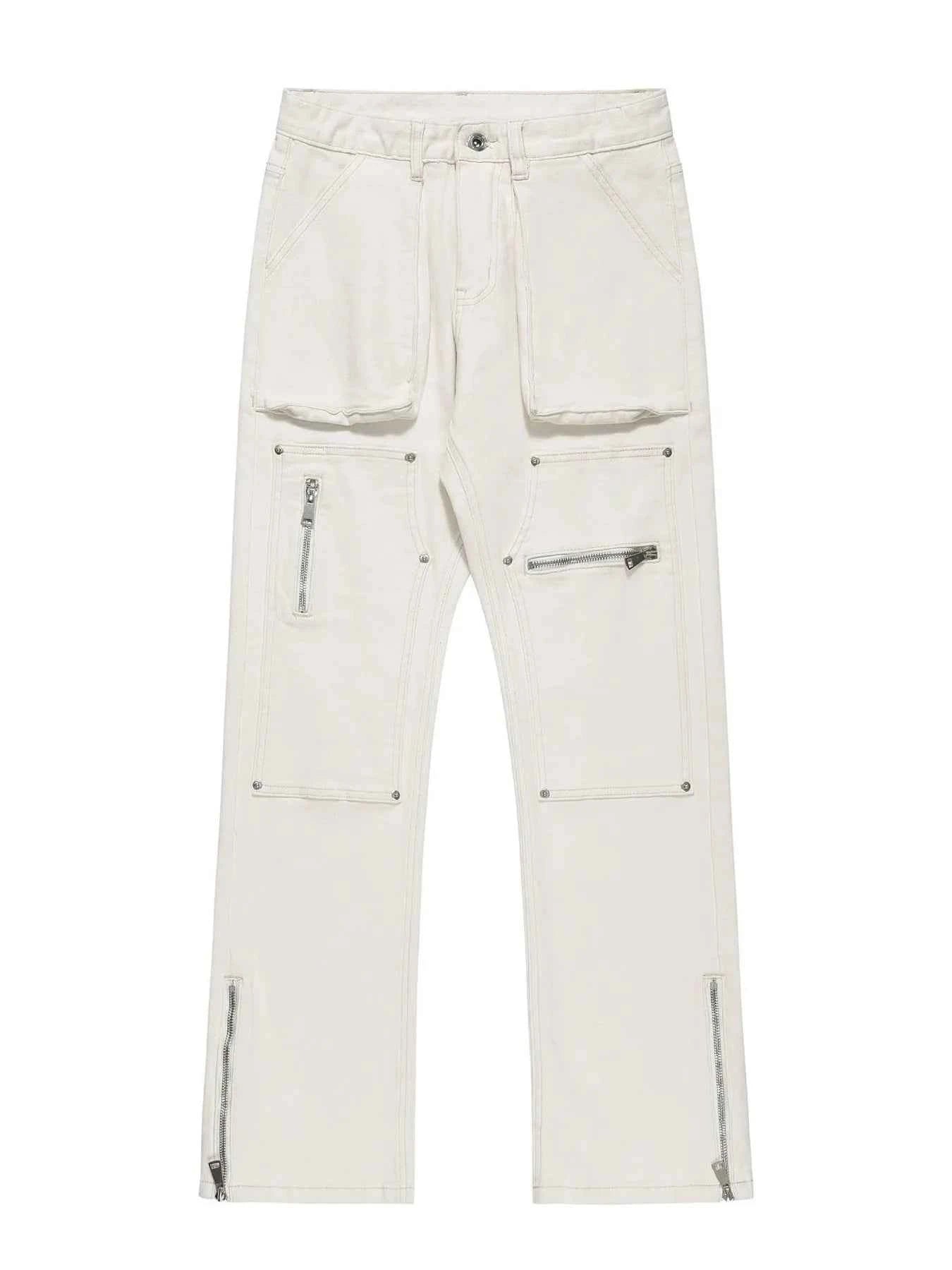 Men's Multi-Pocket Pants with Zipper Details